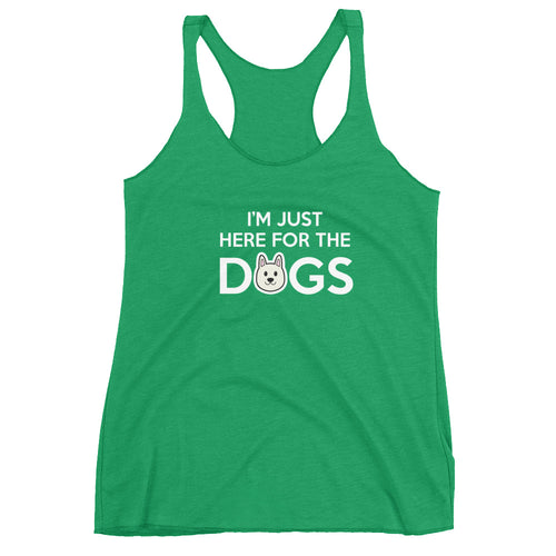 Im Just Here for the Dogs (White) Women's Racerback Tank