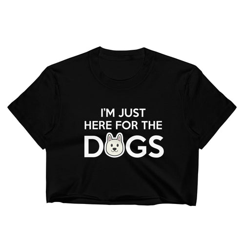 Im Just Here for the Dogs (White) Women's Crop Top