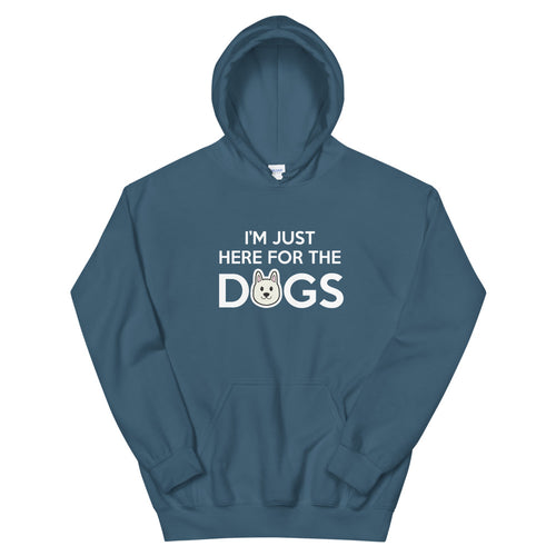 Im Just Here for the Dogs (White) Unisex Hoodie